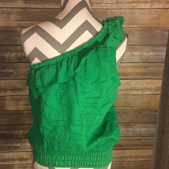 Express One Shoulder Top with Eyelet Styling - Picture 4 of 5